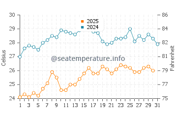 Temperature dell'acqua a Igoumenitsa ad agosto