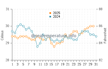 Temperatura vode u Kalmunai u kolovozu