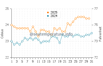 Las Puntas water temp chart in August