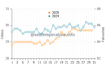 Temperature dell'acqua a Layou ad agosto