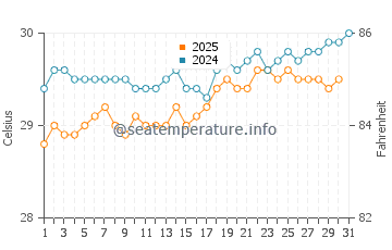 Temperature dell'acqua a Les Trois Ilets ad agosto