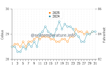 Temperature dell'acqua a Bahia de Maimon ad agosto