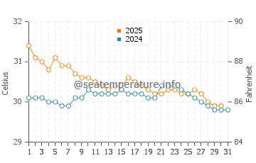 George Town water temp chart in August