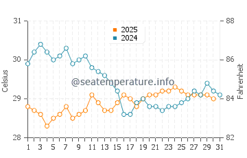 Male water temp chart in August
