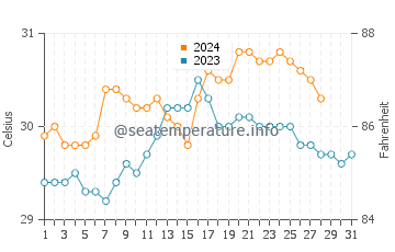 Masinloc water temp chart in August