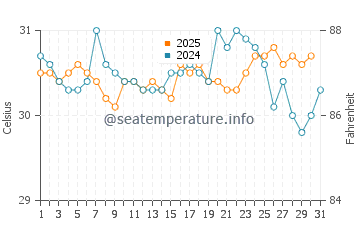 Temperatura del agua en Mazunte en agosto