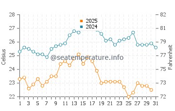 Temperature dell'acqua a Medveja ad agosto
