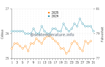 Temperature dell'acqua a Morro de Sao Paulo ad agosto
