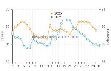Temperatura da água em Nueva Gerona em agosto