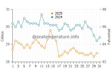 Nuweiba water temp chart in August