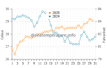 Temperatura vode u Ogasawara u kolovozu
