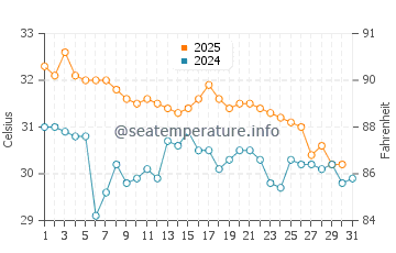 Oldsmar water temp chart in August