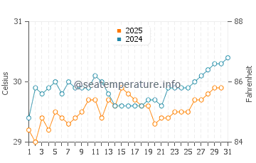Temperature dell'acqua a Isla Palominos ad agosto