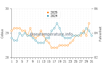 Temperature dell'acqua a La Palma ad agosto