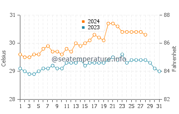 Temperatura del agua en Panique en agosto