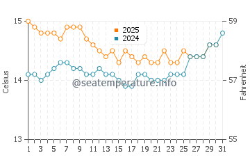Piha water temp chart in August