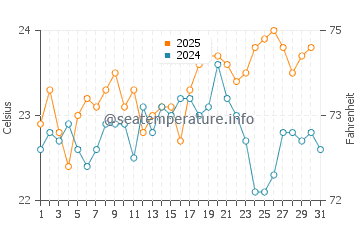 Playa de Sotavento water temp chart in August
