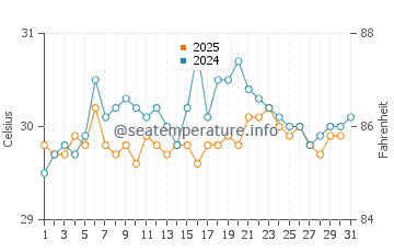 Temperatura del agua en Playa del Carmen en agosto