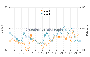 Temperatura del agua en Puerto Escondido en agosto