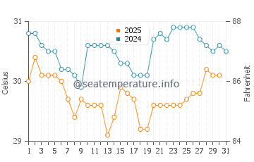 Temperature dell'acqua a Puerto San José ad agosto