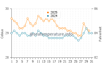 Temperatura da água em Punta De Burica em agosto