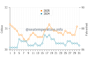 Temperatura del agua en Punta Mita en agosto