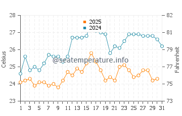 Wassertemperatur Pupnatska Luka im August