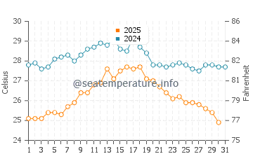 Temperature dell'acqua a Rivabella ad agosto