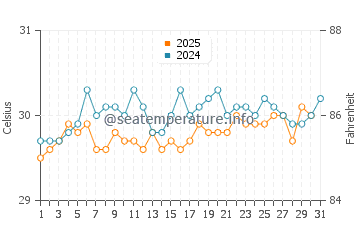 Temperatura da água na Riviera Maya em agosto
