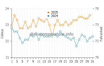 Rosa de la Arena water temp chart in August