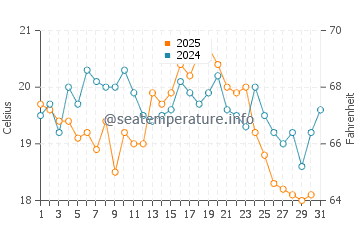 Rowy water temp chart in August