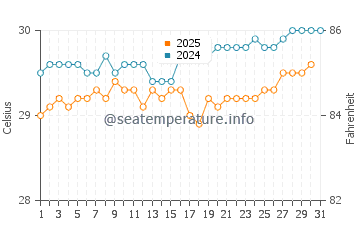 Temperature dell'acqua a Marigot ad agosto