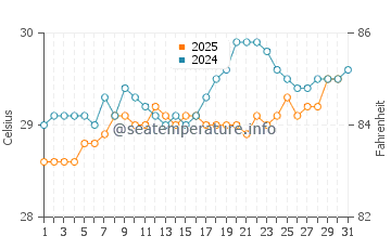 Temperature dell'acqua a San Fernando de Montecristi ad agosto