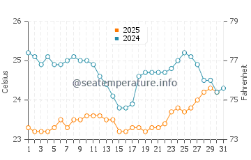 Temperature dell'acqua a Sao Mateus ad agosto