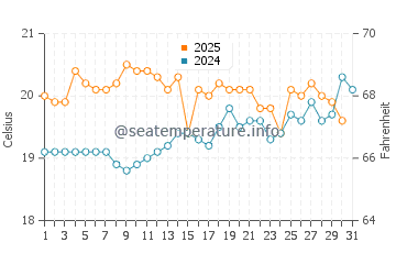 Scotts Head water temp chart in August