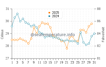 Wassertemperatur Shanwei im August