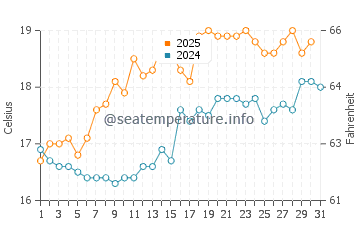 Shellharbour Village water temp chart in August