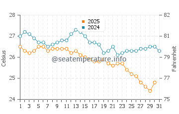 Temperature dell'acqua a Sinemorets ad agosto