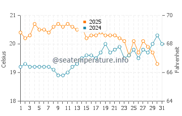 Temperature dell'acqua a South West Rocks ad agosto