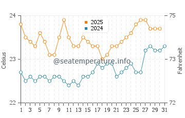 San Felipe water temp chart in August