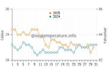 Sulawesi water temp chart in August