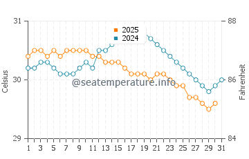 Temperatura vode u Tak Bai u kolovozu