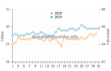 Wassertemperatur The Bottom im August