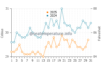 Temperature dell'acqua a San Fernando ad agosto