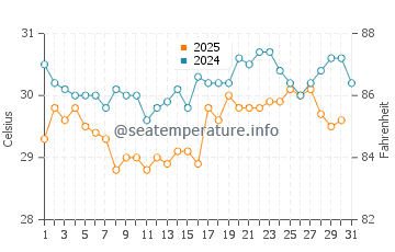Temperature dell'acqua a Scarborough ad agosto