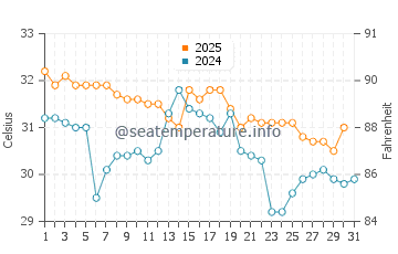 Punta Gorda water temp chart in August
