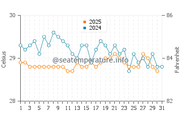 Temperature dell'acqua a Vigia ad agosto
