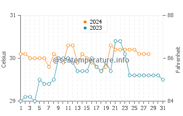 Virac water temp chart in August