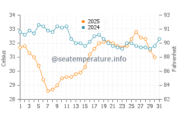Yanbu water temp chart in August