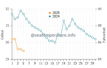 Temperature dell'acqua a Caleta de Campos a settembre